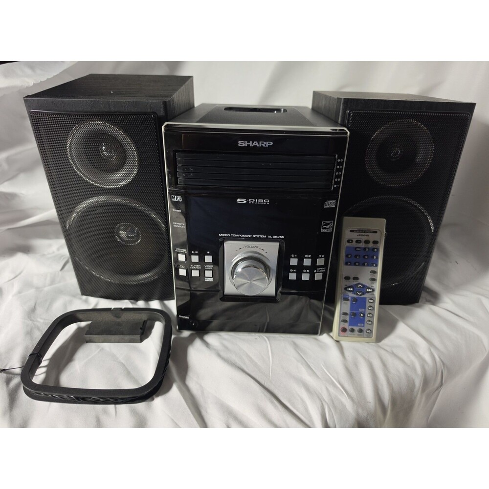 Sharp XL-DK255 5 Disc CD Changer Stereo CP-DK255 Speakers Remote Tested